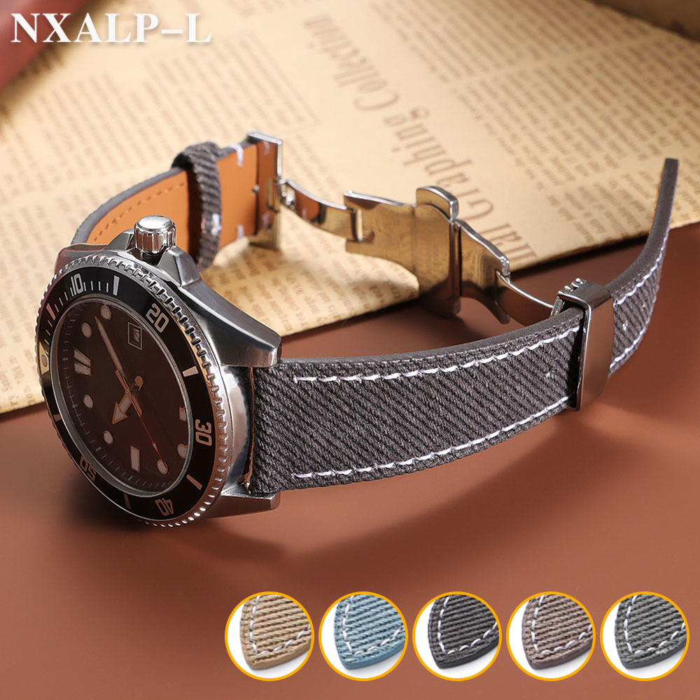 Suede Strap Watch - Denim Sailcloth Watchbands Leather Watch Strap