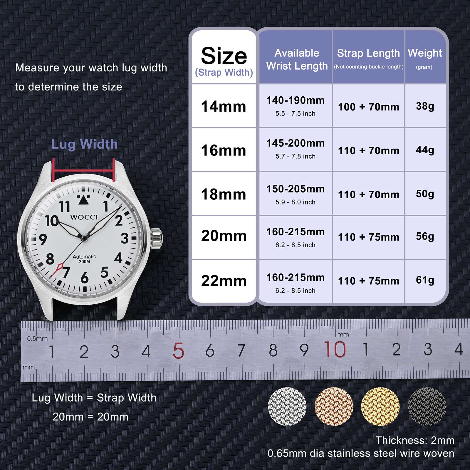 WOCCI Elite Metal Watch Band,  - đánh giá và giá Mesh Strap Metal