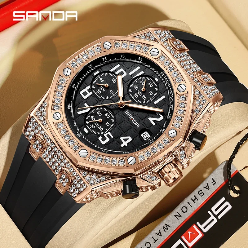 SANDA 7026 Men's Quartz Watch  - đánh giá và giá Rubber Strap Diver